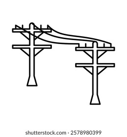 power pole icon Black and white logo