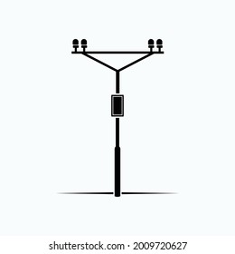 Power Pole Symbol. Elektrowerkzeug und -ausrüstung, Energieverteilungssymbol - Vektorgrafik.