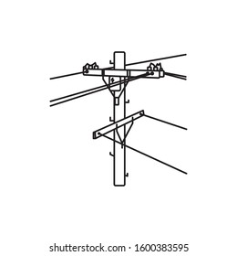 Power pole outline icon, Pole carrying telephone, electricity and cable tv equipment. Vector eps 10.