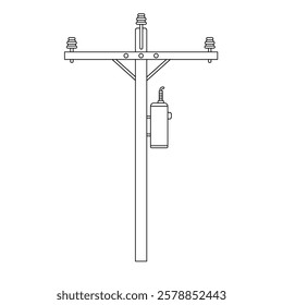 Power Pole Outline Icon Illustration on White Background