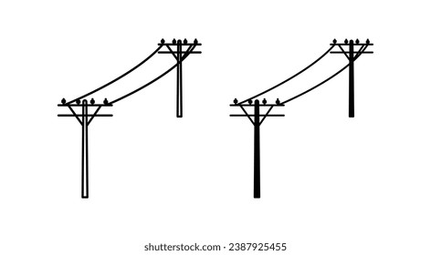 power pole vector icon set. vector illustration