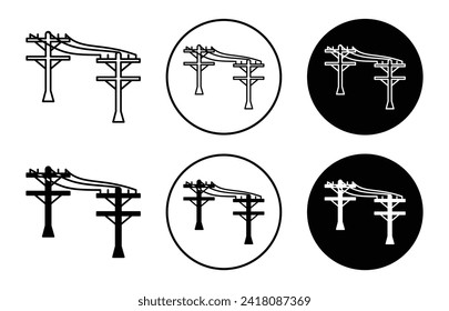 power pole vector icon set collection. power pole Outline flat Icon.