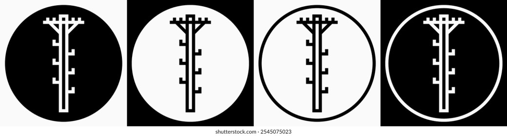 Power Poles Icons: vector illustration of power pole icons with black and white background