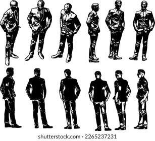The Power of Professionalism: A Collection of Silhouette Sets Featuring a Young Man in Formal Attire, Capturing the Confidence and Authority of a Business Leader from Every Angle
