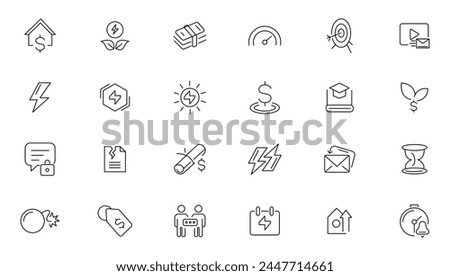 Power purchase agreement linear icons set. UI icon set in flat line deisgn. Thin outline icons pack.