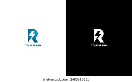 Power R monogram logo. Power icon, electric, letter r. Graphic vector illustration design