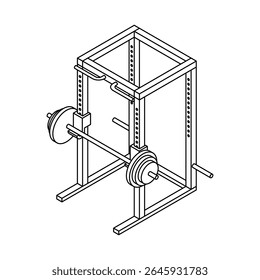 Sinal do ícone da máquina do rack de alimentação. Máquina de Agachamento. Treinamento de peso