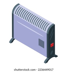 Icono del radiador de potencia vector isométrico. Energía de habitación. Equipo doméstico