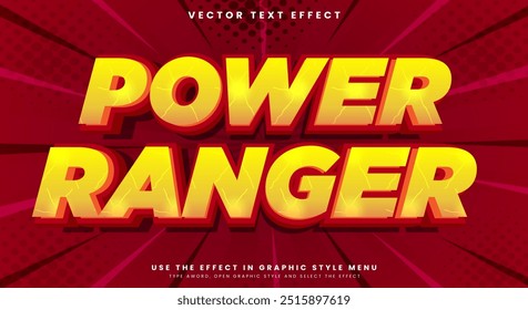 Power Ranger Plantilla de efecto de texto editable con el tema de estilo de texto Thunder