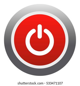 Power red button icon. Flat illustration of power red button vector icon for web