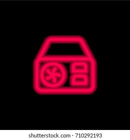 Power red glowing neon ui ux icon. Glowing sign logo vector