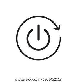 Power Restart and Reboot Cycle Line Icon Vector Illustration
