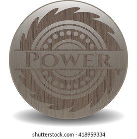 Power retro style wood emblem