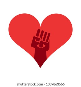 Power, revolution fist insde a heart shape