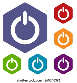 Power rhombus icons set in different colors. Vector Illustration