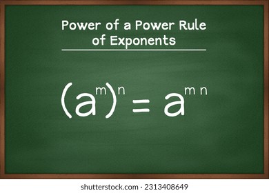 Power of a power rule of exponents formula. Algebra math formula on green chalkboard vector