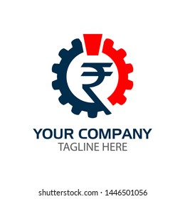 Power Rupee logo vector, flat design. Vector Illustration on white background