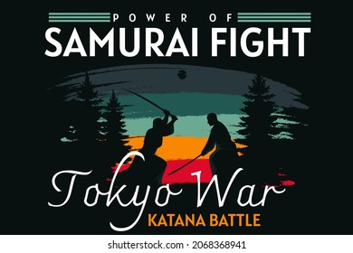 power of samurai fight retro design