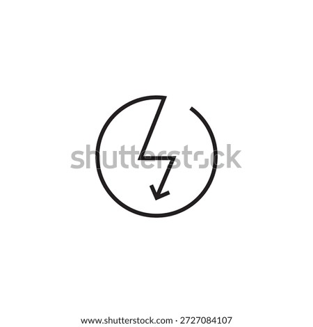 Power Save Icon Outline Vector Editable Line Energy Bolt Illustration EPS