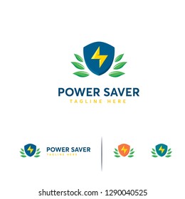 Power Saver logo designs template, Electricity Shield logo symbol