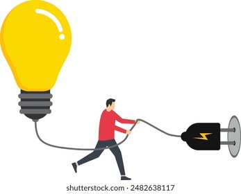 Power saving concept. sustainability illustration concept. reduce energy consumption at home, unplug appliances, use energy-saving light bulbs, and put devices into standby mode. Vector illustration.