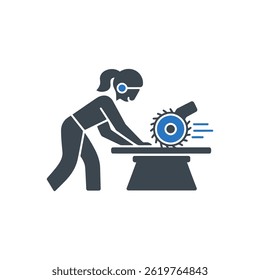 Power Saw Operator Icon Isolated On White Background