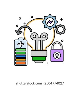 Power Setting Fill Color Icon, Vector illustration