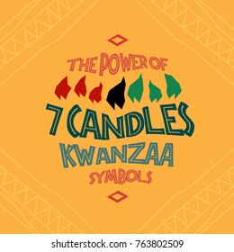 the power of seven candles of kwanzaa symbols etcnic square background