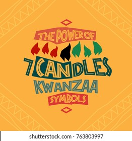 the power of seven candles of kwanzaa symbols etcnic square background
