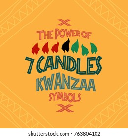 the power of seven candles of kwanzaa symbols etcnic square background
