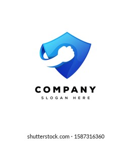 power shield logo design vector template