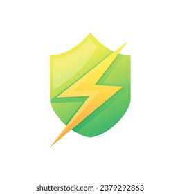 power shield logo. Thunderbolt with shield protection logo design