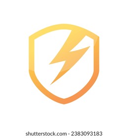 power shield logo. Thunderbolt with shield protection logo design