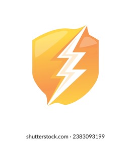 logotipo del escudo eléctrico. Tornillo con el diseño del logotipo de protección de escudo