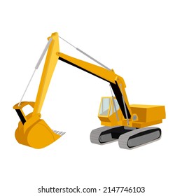 Power Shovel Isolated. Vector Illustration. Excavator Machine