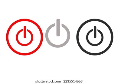 Power shutdown icons set. Mac Power Button vector. Electric Power Switch button.