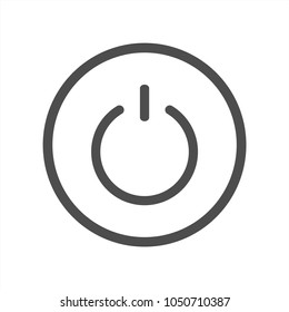 Power sign icon. Flat design style. Gray power button sign with circle arround isolated on white background.