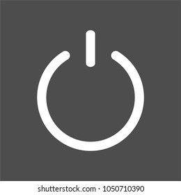 Power sign icon. Flat design style. White power button sign with  isolated on gray background.