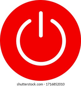 power sign icon. flat design. Red & Black in a white background