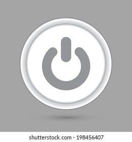  power sign icon.  switch. circle grey icon with a shadow.