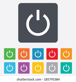 Power sign icon. Switch on symbol. Turn on energy. Rounded squares 11 buttons. Vector