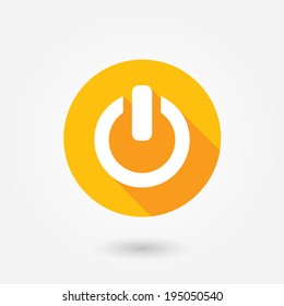 Power sign icon. Switch on symbol. Turn on energy. Flat style with long shadow