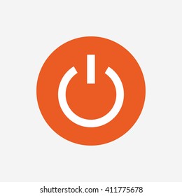Power sign icon. Switch on symbol. Turn on energy. Orange circle button with icon. Vector