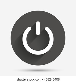 Power sign icon. Switch on symbol. Turn on energy. Circle flat button with shadow. Vector