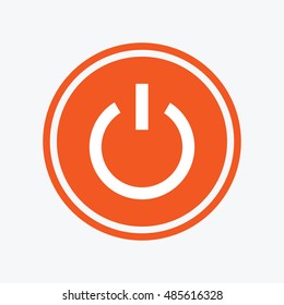 Power sign icon. Switch on symbol. Turn on energy. Graphic design element. Flat power symbol on the round button. Vector