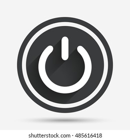 Power sign icon. Switch on symbol. Turn on energy. Circle flat button with shadow and border. Vector