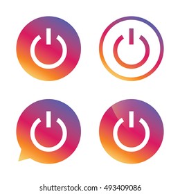 Power sign icon. Switch on symbol. Turn on energy. Gradient buttons with flat icon. Speech bubble sign. Vector