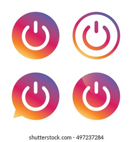 Power sign icon. Switch on symbol. Turn on energy. Gradient buttons with flat icon. Speech bubble sign. Vector