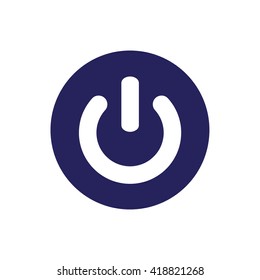 Power sign vector icon. Blue circle. Blue button