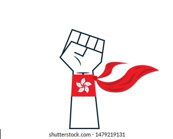 Power sign,Fist male hand and Hong Kong flag,Vector Illustration